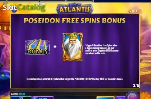Πίνακας πληρωμών 3. King of Atlantis (IGT) Κουλοχέρης