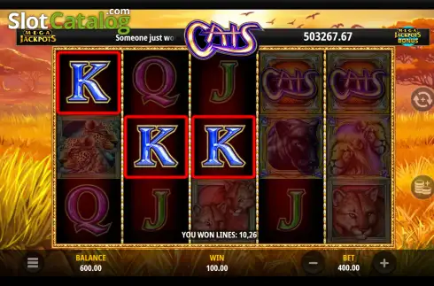 Οθόνη3. Cats MegaJackpots Κουλοχέρης 
