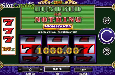 Οθόνη3. Hundred or Nothing High Stakes Κουλοχέρης