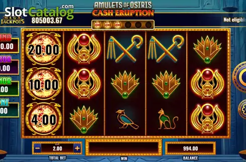 Οθόνη2. Cash Eruption MegaJackpots Amulets of Osiris Κουλοχέρης