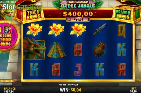 Οθόνη3. Tiger and Dragon Aztec Jungle Multiplier Κουλοχέρης 