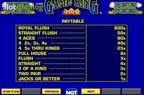 Οθόνη6. Bonus Poker Game King Κουλοχέρης