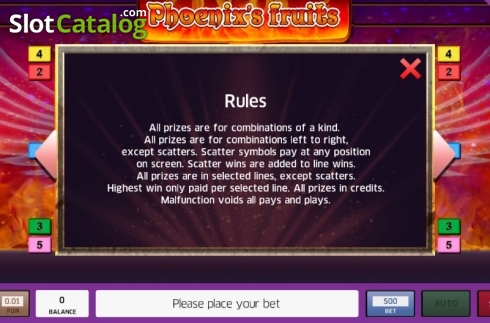 Οθόνη5. Phoenix's Fruits Κουλοχέρης 