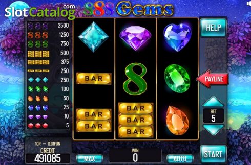 Οθόνη2. 888 Gems (Pull Tabs) Κουλοχέρης