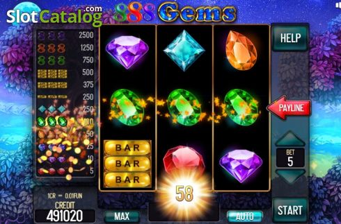 Οθόνη3. 888 Gems (Pull Tabs) Κουλοχέρης
