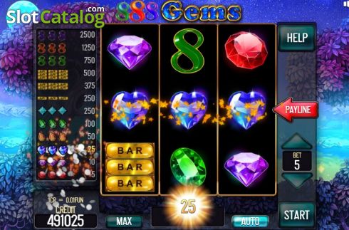 Οθόνη4. 888 Gems (Pull Tabs) Κουλοχέρης