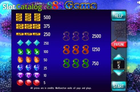 Οθόνη5. 888 Gems (Pull Tabs) Κουλοχέρης