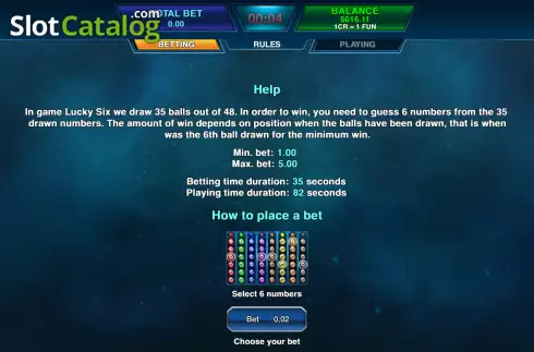 Οθόνη5. Lucky Six (InBet Games) Κουλοχέρης