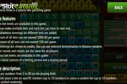 Οθόνη8. Keno Draw (ABXplay) Κουλοχέρης