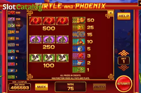 Οθόνη5. Turtle and Phoenix (Pull Tabs) Κουλοχέρης 