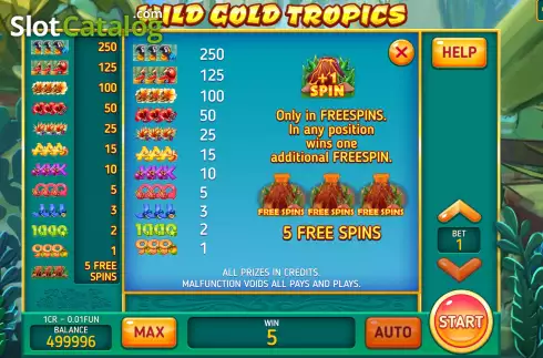 Οθόνη6. Wild Gold Tropics (Pull Tabs) Κουλοχέρης 