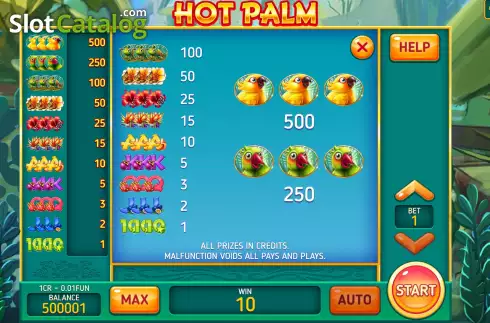 Οθόνη6. Hot Palm (Pull Tabs) Κουλοχέρης