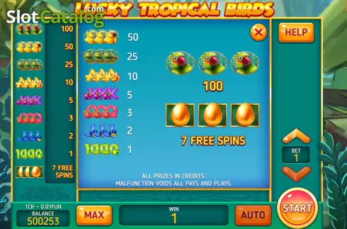 Οθόνη6. Lucky Tropical Birds (Pull Tabs) Κουλοχέρης 