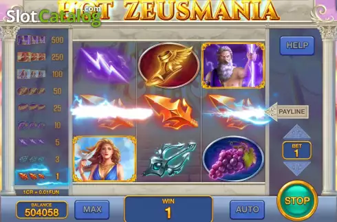 Οθόνη3. Hot Zeusmania (Pull Tabs) Κουλοχέρης