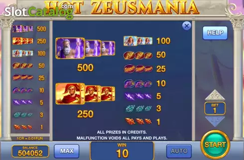 Οθόνη6. Hot Zeusmania (Pull Tabs) Κουλοχέρης