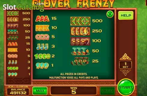 Οθόνη6. Clover Frenzy Respin Κουλοχέρης