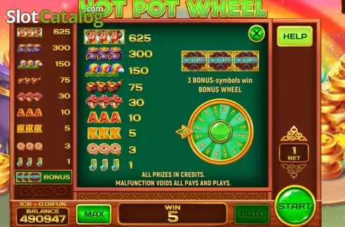 Οθόνη9. Hot Pot Wheel Respin Κουλοχέρης