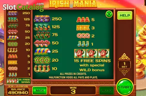 Οθόνη6. Irish Mania Respin Κουλοχέρης 