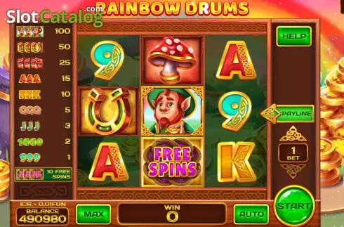 Οθόνη3. Rainbow Drums Respin Κουλοχέρης