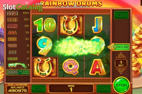 Οθόνη4. Rainbow Drums Respin Κουλοχέρης