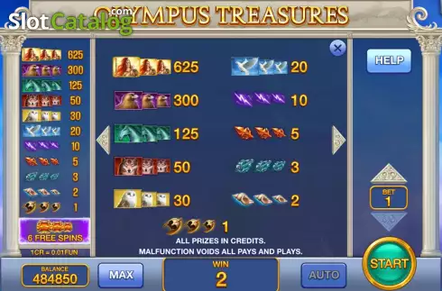Οθόνη5. Olympus Treasures (Pull Tabs) Κουλοχέρης 