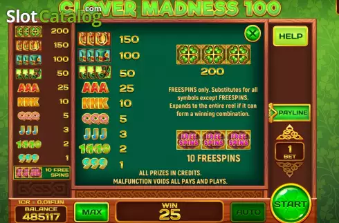 Οθόνη6. Clover Madness 100 (Reel Respin) Κουλοχέρης 