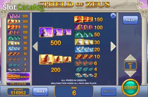 Οθόνη5. Shield of Zeus (Pull Tabs) Κουλοχέρης 