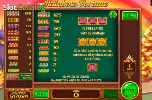 Οθόνη9. Rainbow Fortune (Reel Respin) Κουλοχέρης