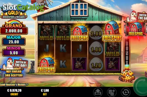Οθόνη7. Hatching Gold! Rooster's Riches Κουλοχέρης