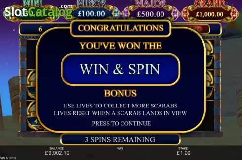 Οθόνη9. Scarab Fortunes Win and Spin Κουλοχέρης