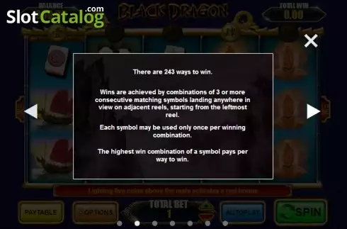 Πίνακας πληρωμών 2. Black Dragon Κουλοχέρης
