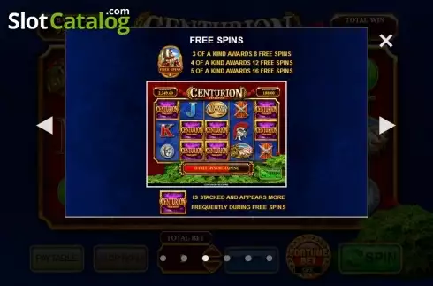 Πίνακας πληρωμών 3. Centurion Free Spins Κουλοχέρης