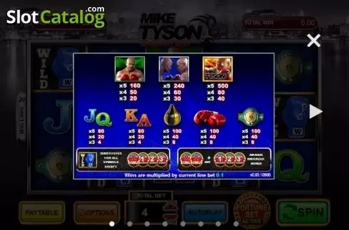 Πίνακας πληρωμών 1. Mike Tyson Knockout Κουλοχέρης