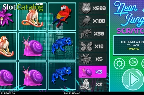 Οθόνη4. Neon Jungle Scratch Κουλοχέρης