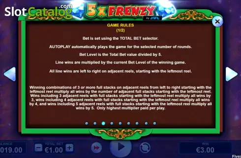 Οθόνη7. 5X Frenzy Κουλοχέρης 