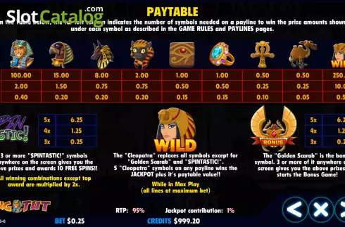 Οθόνη5. King Tut (Jackpot Software) Κουλοχέρης