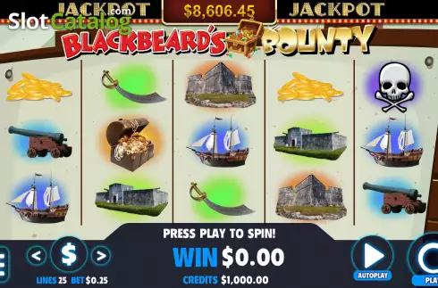 Οθόνη2. Blackbeard's Bounty (Jackpot Software) Κουλοχέρης