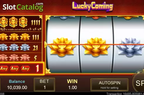 Οθόνη3. Lucky Coming Κουλοχέρης 