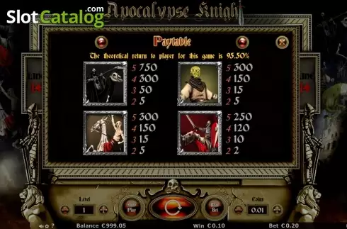 Πίνακας πληρωμών 2. Apocalypse Knights Κουλοχέρης
