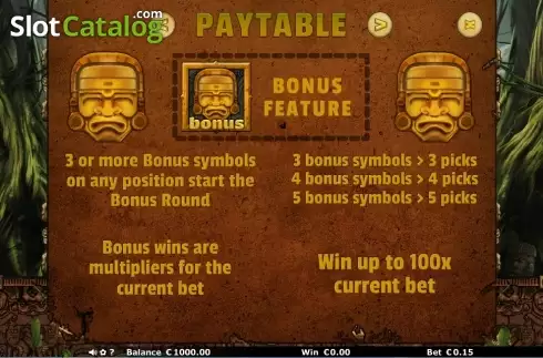 Πίνακας πληρωμών 3. Aztec Temple (Join Games) Κουλοχέρης
