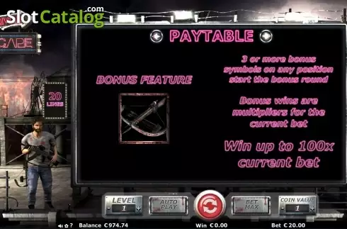 Πίνακας πληρωμών 4. Zombie Escape Κουλοχέρης