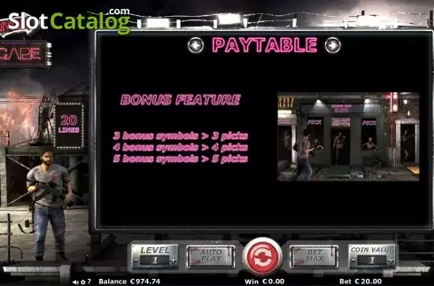 Πίνακας πληρωμών 5. Zombie Escape Κουλοχέρης