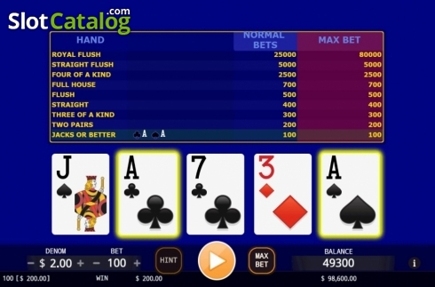 Οθόνη3. Super Video Poker Κουλοχέρης