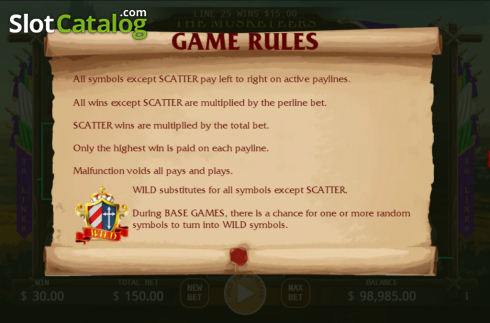 Οθόνη7. The Musketeers (KA Gaming) Κουλοχέρης