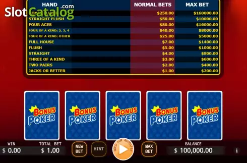 Οθόνη2. Bonus Poker (KA Gaming) Κουλοχέρης