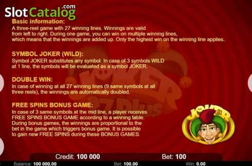 Οθόνη8. Joker 27 Plus (Kajot Games) Κουλοχέρης 