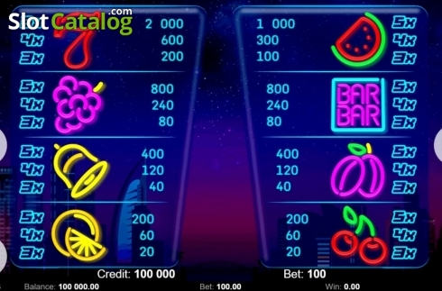Οθόνη5. Neon Fruits (Kajot Games) Κουλοχέρης 