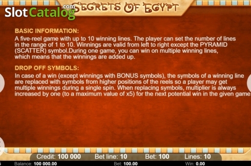 Οθόνη7. Secrets of Egypt (Kajot Games) Κουλοχέρης