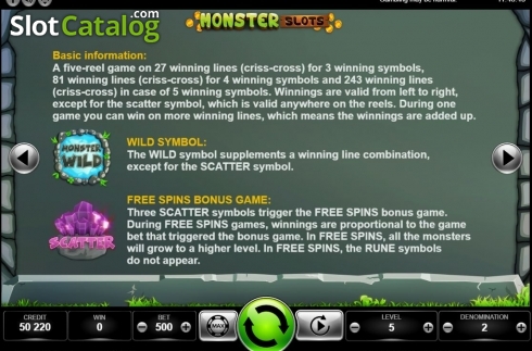 Οθόνη6. Monster Slot Κουλοχέρης