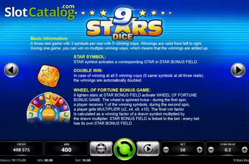 Οθόνη6. 9 Star Dice Κουλοχέρης